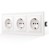 CNBINGO Socket, smooth skin feeling, flush-mounted with claws, triple Schuko