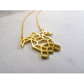 La Menagerie Turtle Gold Origami Jewelry - Gold Geometric Chain Necklace - 18 Karat Plated Gold Necklace for Women & Girls - Stylish Turtle Pendant Necklace
