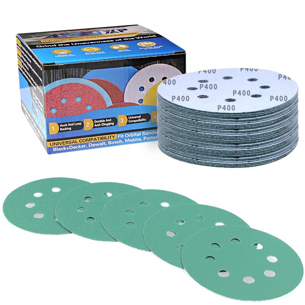 IROKCAKPT Sanding Disc, 4.9 inches (125 mm), #400 Waterproof Sander Paper, Round Shape, 8 Holes, Ceramic Disc Paper (30 Pieces), Headlight Polishing, Woodworking, DIY Work, Metal Polishing