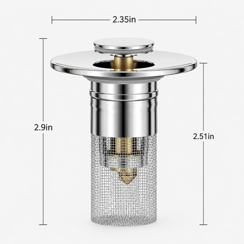 Bathroom Sink Stopper, Universal Drain Filter with Hair Strainer, Universal