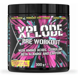 SCI-MX - X-PLODE Pre-Workout - 300g - Tropical Flavour - 250mg Caffeine, 6g Citrulline Malate, 3.2g Beta Alanine / serving - Suitable for Vegetarians + Vegans