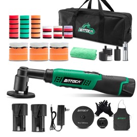 BATOCA S6 Micro Cordless Polisher for Car Detailing, 2x2.0Ah Batteries, 0mm Rotary Buffer, 12mm Dual Action Polisher 1 and 3 Inch with 6 Speeds 1000-5000 RPM for Car Polishing, Sanding Motorcycle