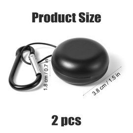 2pcs Earplug Cases, Round Potable Ear Plug Holder with Keychains, Earphones Pouch, Ear Bud Carrying Case Bag, for Business Trip, Storage Earbuds, Trinkets, Pills (Black)
