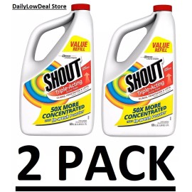 Shout! Factory 2 PACK - Shout Triple-Acting Refill, Laundry Stain Remover, 60 fl oz (Total 120)