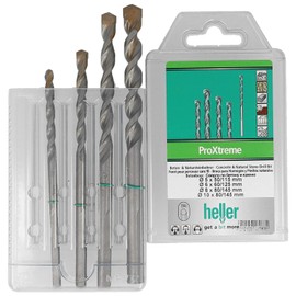 Heller Tools 282635" 3750 ProXtreme Concrete/Natural Stone Drill Bit, Silver, Set of 4 Pieces