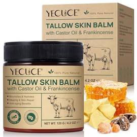 Beef Tallow Oil & Castor Oi l & Frankincense O il Cream, 3in1formulation, Organic Grass Fed Tallow Balm, Natural Castor Oil And Frankincense Essential Oil, Moisturising And Anti-Ageing 120g