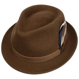 Stetson Hulbert Trilby Wool Hat Wool Felt Hat Wool Trilby Men with Grosgrain Ribbon Autumn Winter Autumn Winter, brown, L