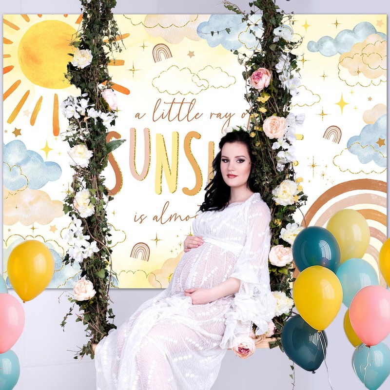 Mocsicka Sunshine Baby Shower Backdrop A Little Ray of Sunshine