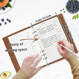 leeveel Blank Recipe Book to Write in Your Own Recipes, 5.6 X 8.2 Recipe Ring Binder with PU Leather Cover, Recipe Journal with 160 Recipes (80 sheets blank recipe papers)