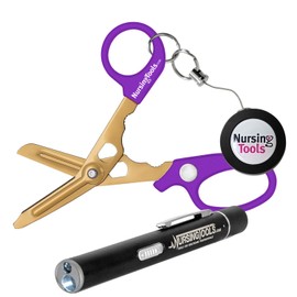 Hummingbird 4-in-1 Medical Scissors - Trauma Shears with Badge Reel & Penlight for Nurses, Students, Respiratory Therapists, Veterinarians, and Medical Professionals (Purple Haze)