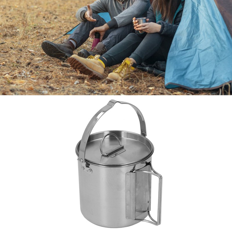 1.2L Stainless Steel Camping Kettle Portable Teapot Coffee Pot Outdoor