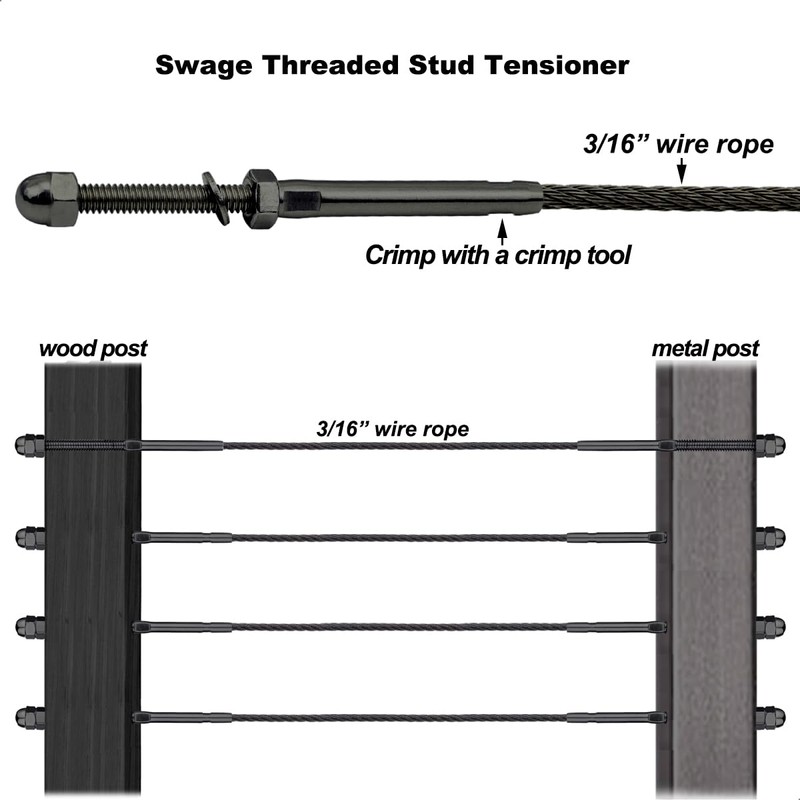 Toukioo Black Cable Railing Hardware Kit for 3/16 Cable Railing