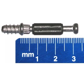 33mm Dowel Pin Bolt for Cam Lock Disc Furniture Connectors 43.5 mm Overall, Steel with Plastic Sleeve, 11mm Euro Wood Screw Thread for 5mm Hole (10 Pack)
