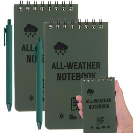 MXYZQDE 2 x Waterproof Notepad and 2 Pens Waterproof Notepad 3 x 5 Inch Green Reusable for Outdoor Activity Recording Suitable for Students and Staff