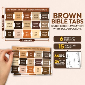 Only Zest Brown Bible Tabs for Women, Men, Kids, Bible Index Tabs, 90 Large Print Laminated Labels for 66 Books, 24 Customizable, Easy to Read Dividers, Scripture Navigation
