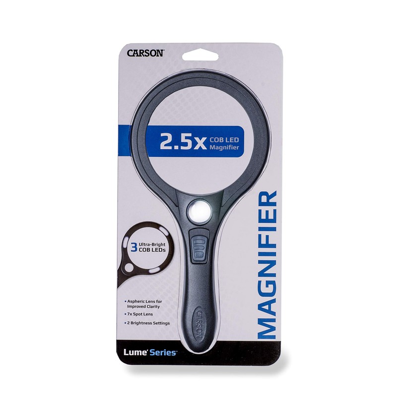 Carson Lumé 2.5X Aspherical Handheld Magnifier with 7X Spot Lens,