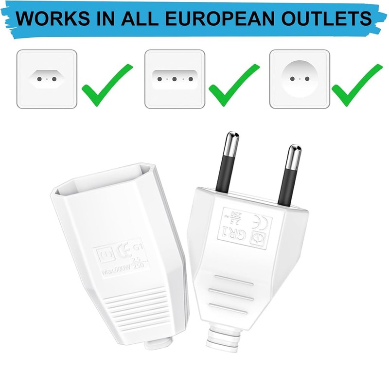 SGQTGIMU 5 Plugs 250 V 2.5 A, Flat Plug, 2