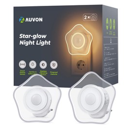 AUVON AUVON Sun-glow Nachtlicht Steckdose mit Bewegungssensor, 2 Stck Warmwei?es LED Nachtlicht mit 1-50 lm, Helligkeit Einstellbar fr Kinderzimmer, Schlafzimmer, Gang, Kche (Stern)