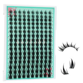 Eyelash Extensions, 160 Pieces, Fairy Cluster Lashes with Manga Lash Cluster, Wide Handle Eyelash Extensions, Natural Individual Eyelash Tufts for Beginners at Home (Lily, C-Mix 10-18 mm)