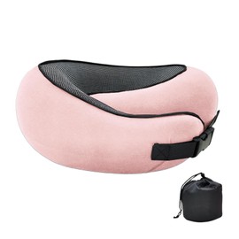 crazy bean Nackenkissen Mit Nackenstütze Einstellbares Nackenhörnchen aus Memory-Schaumstoff Ultraleicht und Tragbar Ideal Für Reisen, Züge, Flugzeuge Oder Zum Ausruhen zu Hause Rosa