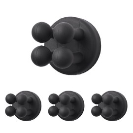 4 pcs Silicone Waterproof self Adhesive Toothbrush Holder,Multi-Function Wall Mounted Single Hook Plug Holder for Toothbrush Razor and Small Items for Bathroom Kitchen Living Room Office Black