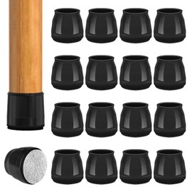 16pcs Round Chair Leg Floor Protectors, Felt Pads Chair Leg Protectors for Hardwood Floors, Silicone Chair Leg Cups Covers Felt Pads, Prevents Scratches & Reduce Noise, Black, Large