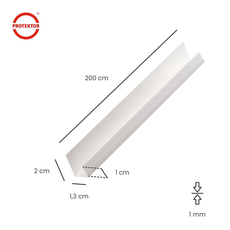 PROTEKTOR 3741 U-Profile PVC Edging Profile Plasterboard 12.5 cm 200
