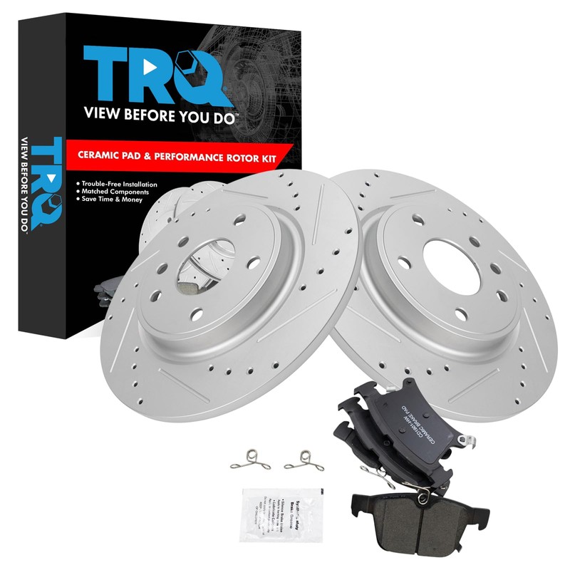 TRQ Rear Brake Pad & Rotor Kit Performance Ceramic Premium