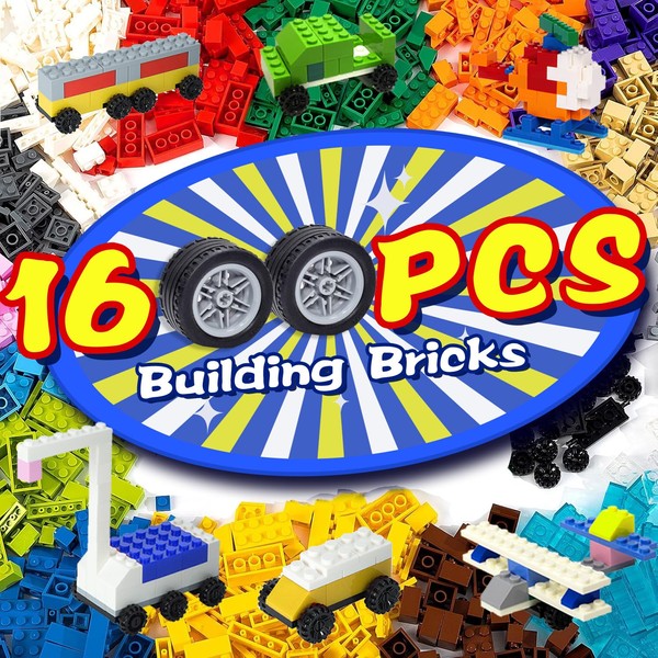 cumeysnon 1600 Pieces Building Bricks with 8 Bonus Car Building