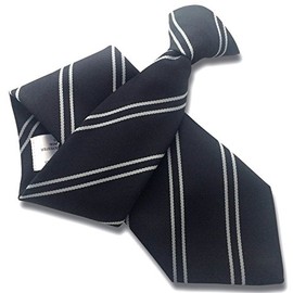 Men's Black with Double Silver Stripe Clip On Neck Tie