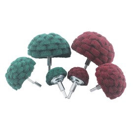 JUNLIXN 6 Pcs Scouring Pads, 1/4'' Shank Half Ball Shape Non Woven Buffing Polishing Kits for Drill, Power Scrubber Drill Polishing Kits