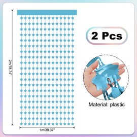 PATIKIL 2 Pack Party Backdrop Decoration, 1mx2m Star Tinsel Streamer Foil Fringe Curtain Streamers for Parties Backdrop Decoration Christmas Wedding Birthday Photo Booth,Light Blue
