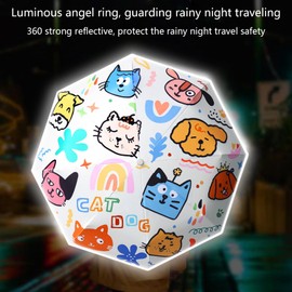 Jicyor Children's Umbrella with Safety Reflectors, Step by Step Umbrella with Umbrella Cover and Automatic Open-Close, Children's Umbrellas, Girls Boys, Figure reactionary