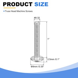 sourcing map #8-32 x 1" Truss Head Phillips Machine Screws, Full Thread, Phillips Drive, 304 Stainless Steel 18-8, Quantity 50