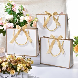 DOYIDE 15 Pcs Thank You Gift Bags with Tissue Paper, 11.8x10x4in Paper Gift Bags with Bow Ribbon, Gift Wrap Bags with Handles for Wedding Birthday Baby Shower Bridesmaid Party