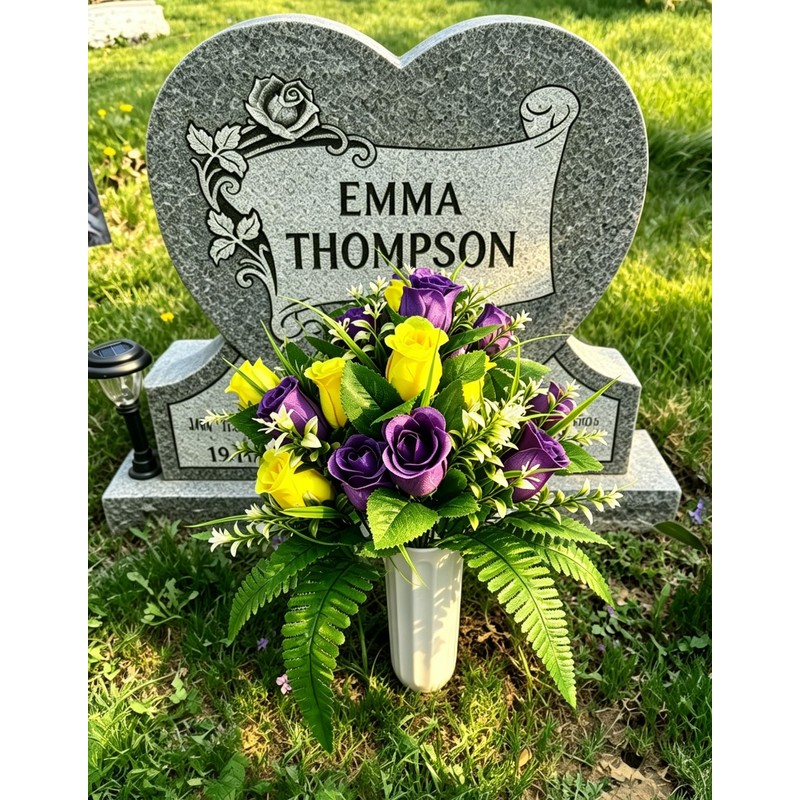UYGHHK Artificial Memorial Day Flowers for Cemetery Grave Flowers Yellow