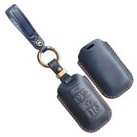 TECART 6-Button Leather Key Fob Cover Fit For 2019-2023 Dodge RAM 1500 2500 3500 Car Key Shell Holder Full Protection Smart Remote Key Fob Protection Accessories Blue