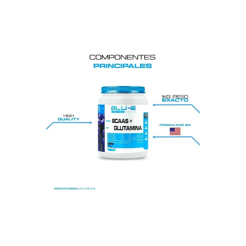 Aminoácidos Bcaas + Glutamina Blu-e 1kg Varios Sabores Full