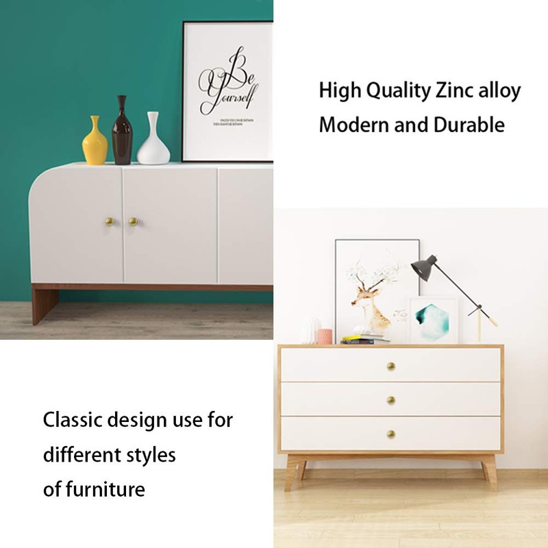 LONTAN Pack of 10 Furniture Knobs, Gold Kitchen Knobs, Gold