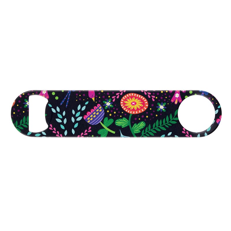 Flower Pattern Powder Coated Steel Bottle Opener