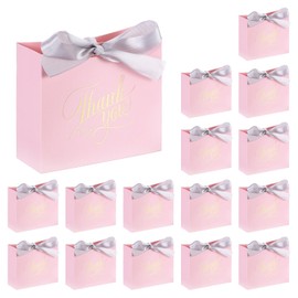 sourcing map 36Pcs Thank You Gift Bags with Silvery Ribbons Party Favor Bags 4"x2"x4" Gift Bags for Graduation Business Shopping Wedding Party Favors, Pink