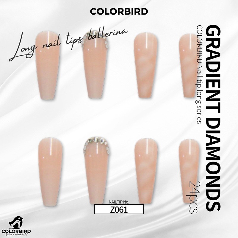 COLORBIRD Z061 Long Nail Tips, 24 Pieces, Pink, Nail Tips,