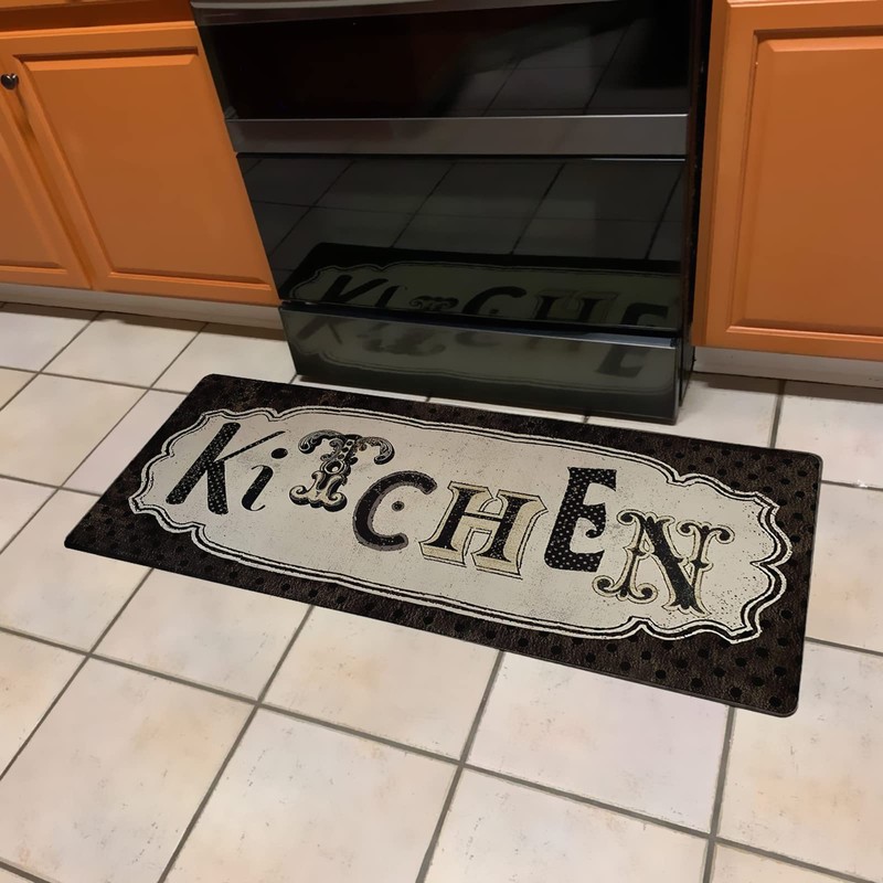 Kitchen Rug 20"×48", Antique Non-Slip Kitchen Floor Mat Durable Natural