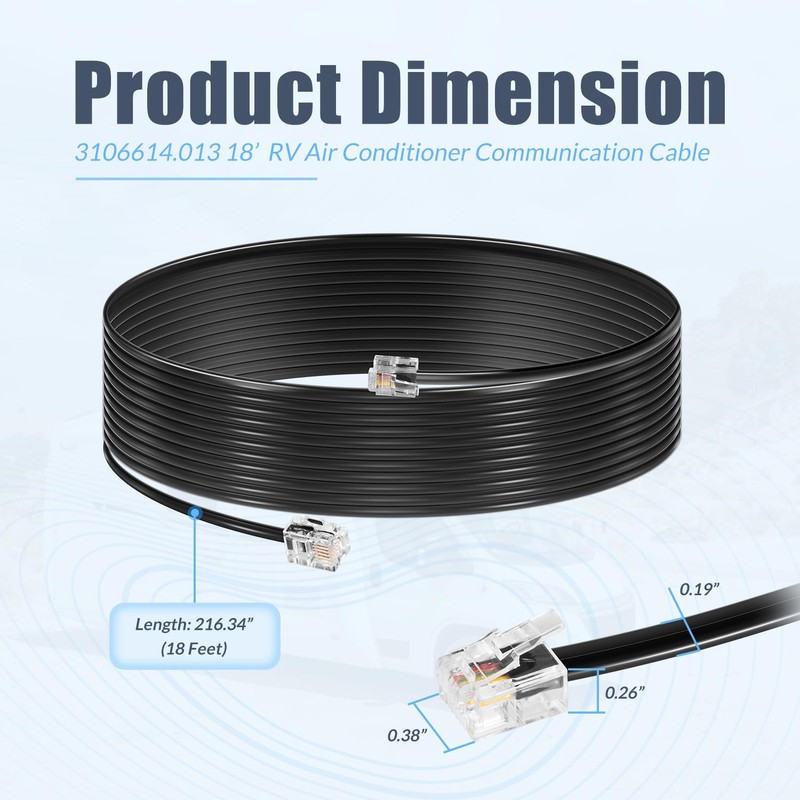 3106614.013 18’ RV Air Conditioner Communication Cable Fit for Dometic
