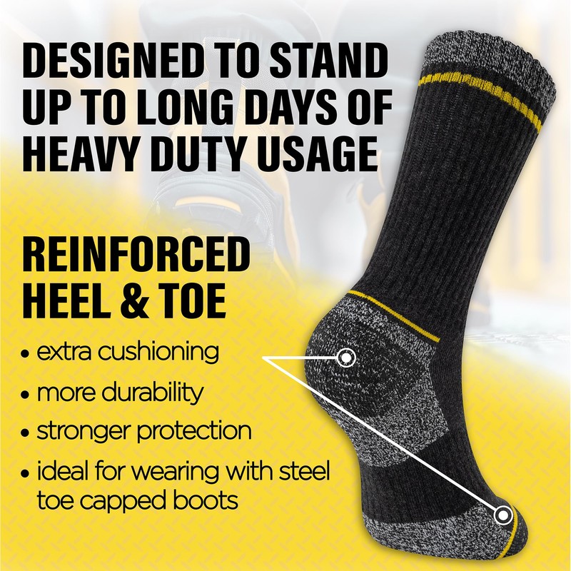 The Essentials Wardrobe Mens 6 Pack Work Socks - Black