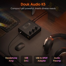 Douk Audio K5 PC DAC Headphone Amplifier Digital to Analog Converter with USB & Optical Input DSD256 for Amplifiers, Speakers, Mac, Computer