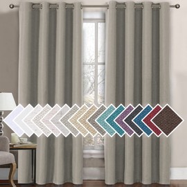H.VERSAILTEX Linen Blackout Curtain 108 Inches Long for Bedroom/Living Room Thermal Insulated Grommet Linen Look Curtain Drapes Primitive Textured Burlap Effect Window Drapes 1 Panel - Heather Taupe