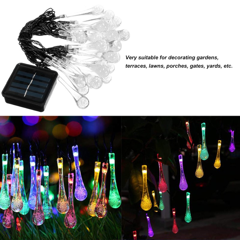 DropShaped 30 LED Solar String Light Waterproof Garden Decoration Light