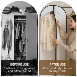 Kleidersäcke 4 Stück Kleidersack Lang 60cmx120cm Wasserdichte und Mottensicher Kleidersäcke mit Reißverschluss Geeignet für Longuette,Anzüge,Jacken, kurze Kleider,Mänte