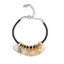 DEMDACO Heart Giving Metallic 7 inch Zinc Alloy Metal and Leather Bracelet